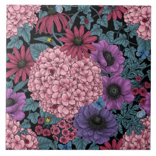 Kühne Gartenblumen Fliese