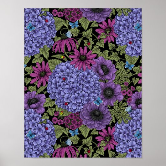 Kühne Gartenblumen Poster (Vorne)