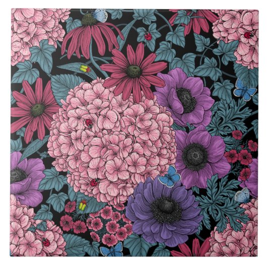 Kühne Gartenfloralen Fliese (Vorderseite)