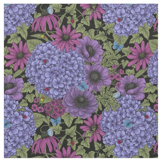 Kühne Gartenfloralen Stoff (Nahaufnahme)