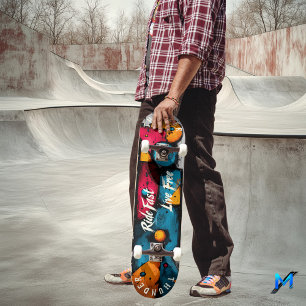 Kühne geometrische Pop-Art - Schnell fahren, frei Skateboard
