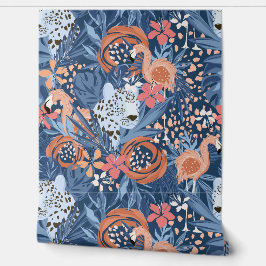 Kühne Geparden und Flamingo Tropical Tapete