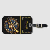 Kühne Gold Trumpf umgeben von rhythmischen Notizen Gepäckanhänger (Vorderseite (Horizontal))