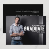 kühne Graduate | Partei für den Foto von White Tex Einladung (Vorne/Hinten)