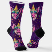 Kühne, helle Party Schwein in Sonnenbrillendesign Socken (Gewinkelt)