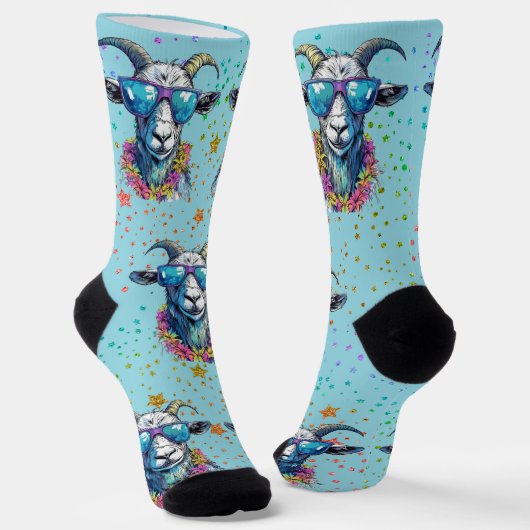 Kühne, helle Ziege in Sonnenbrillendesign Socken (Gewinkelt)
