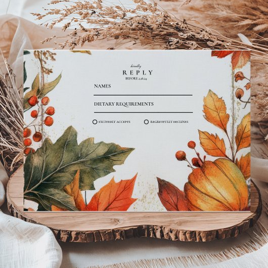 kühne Herbstleaves Hochzeit RSVP Karte