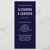 kühne Hochzeit | Navy Blue and Blush Text Program Programm (Vorderseite)