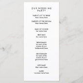 kühne Hochzeit | Schwarzer moderner Text im Weißbu Programm (Rückseite)