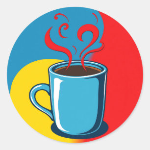 Kühne Kaffeekunst mit übertriebenen Wirbel Runder Aufkleber