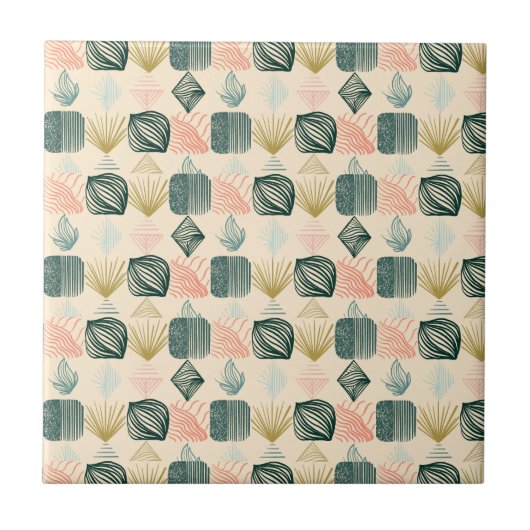 Kühne Karibik-Stammes-Mudcloth: Boho Buttercreme Fliese (Vorderseite)