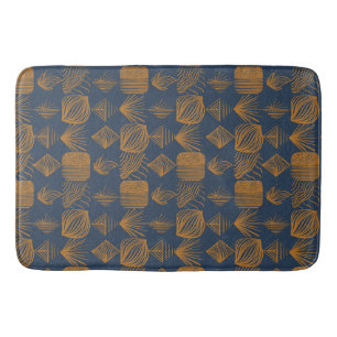 kühne Karibik-Stammes-Mudcloth: Navy Blue, Gold Badematte