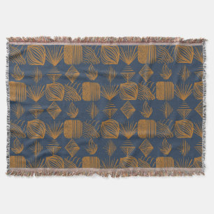 kühne Karibik-Stammes-Mudcloth: Navy Blue, Gold Decke