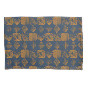 kühne Karibik-Stammes-Mudcloth: Navy Blue, Gold Kissenbezug