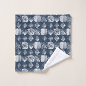 kühne Karibik-Stammtücher: Navy Blue & White, Badhandtuch Set (Waschlappen)