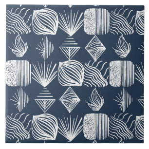 kühne Karibik-Stammtücher: Navy Blue & White, Fliese