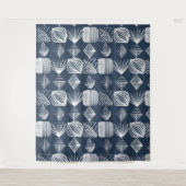 kühne Karibik-Stammtücher: Navy Blue & White, Wandteppich (Vorderseite)