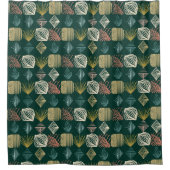 Kühne Karibikstämme Mudcloth: Boho Aquamarin Duschvorhang (Vorderseite)