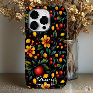 Kühne Khokhloma-inspirierte florale moderne Elegan Case-Mate iPhone 14 Pro Hülle