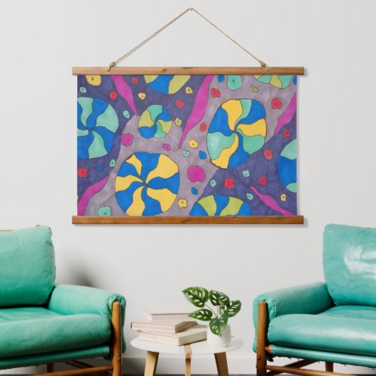 Kühne kosmische Kanadische Kunst Wandteppich Mit Holzrahmen (Wohnzimmer)