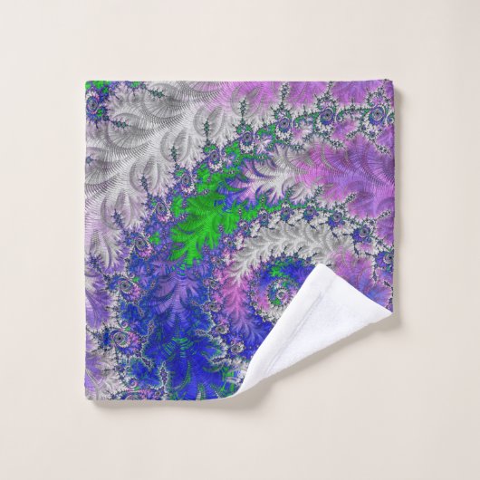 kühne, lebendige, farbenfrohe Funky Trippy Fraktal Badhandtuch Set (Waschlappen)