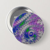 kühne, lebendige, farbenfrohe Funky Trippy Fraktal Button (Vorne & Hinten)