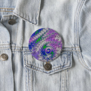 kühne, lebendige, farbenfrohe Funky Trippy Fraktal Button