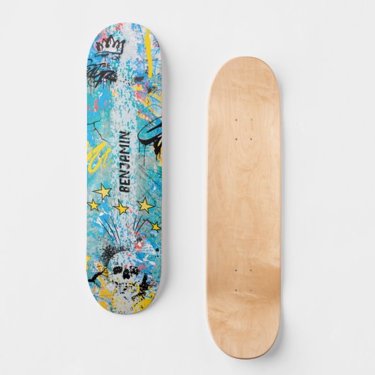 Kühne lebendige Urban Graffiti Skull Skateboard (Vorderseite)