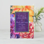 kühne, lebhafte, farbenfrohe Sukkulente Hochzeit Einladung (Stehend Vorderseite)