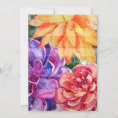 kühne, lebhafte, farbenfrohe Sukkulente Hochzeit Einladung (Rückseite)