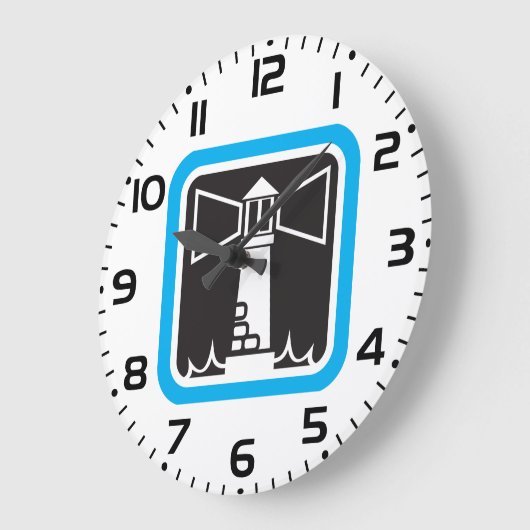 kühne Leuchtturm Beacon mit Ozeanwellen-Symbol Große Wanduhr (Winkel)