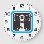 kühne Leuchtturm Beacon mit Ozeanwellen-Symbol Große Wanduhr (Vorderseite)