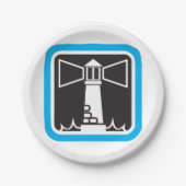 kühne Leuchtturm Beacon mit Ozeanwellen-Symbol Pappteller (Vorderseite)