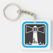 kühne Leuchtturm Beacon mit Ozeanwellen-Symbol Schlüsselanhänger (Vorderseite)