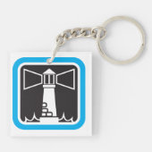 kühne Leuchtturm Beacon mit Ozeanwellen-Symbol Schlüsselanhänger (Rückseite)