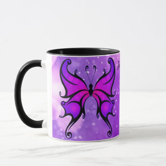 Kühne Lila Butterfly Kaffeebecher Tasse (Links)