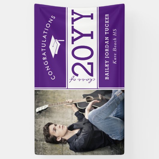 Kühne Lila Foto Abschluss Banner (Vertikal)