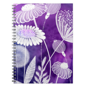 Kühne lila und violette Wildblumenkunst Notizblock