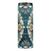 kühne Löwenfront Mandala in Gold, Weiß und Blau Thermosbecher (Rückseite)