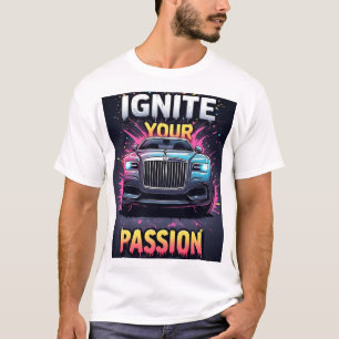 Kühne Luxusauto-Grafik und dynamischer Farbsplash T-Shirt