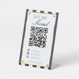 Kühne marineblaue Gold QR Code scanne mich Social  Sockelschild