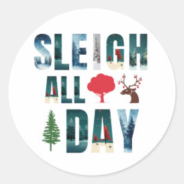 kühne Masken Buchstaben Winterszenen 'Sleigh All D Runder Aufkleber