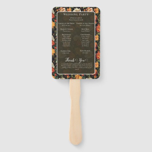 kühne minimale rustikale Rose Romantische Hochzeit Fächer (Rückseite)