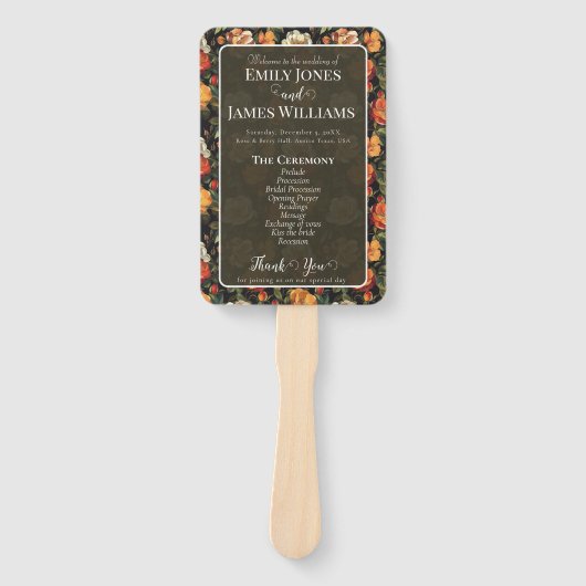 kühne minimale rustikale Rose Romantische Hochzeit Fächer (Vorderseite)