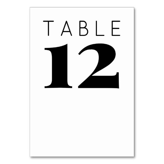 kühne Minimalistische Big Numbers Schwarz-weiß Wed Tischnummer (Vorderseite)