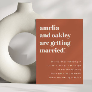 kühne Minimalistische Boho Rust Retro Simple Weddi Einladung