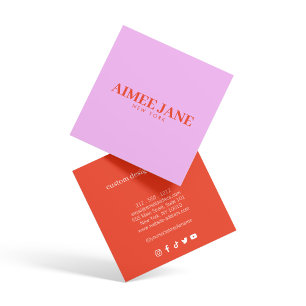 Kühne minimalistische Luxusboutique Pink/Orange Quadratische Visitenkarte