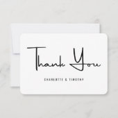 kühne Minimalistische Schwarz-weiße SkriptWedding Dankeskarte (Vorderseite)