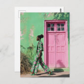 Kühne Mode in einer lebendigen urbanen Landschaft Postkarte (Vorne/Hinten)