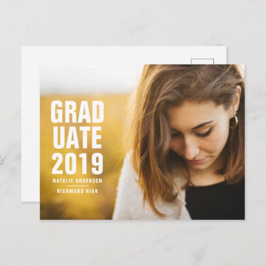 Kühne moderne 2019-Absolventin Einladungspostkarte (Vorne/Hinten)